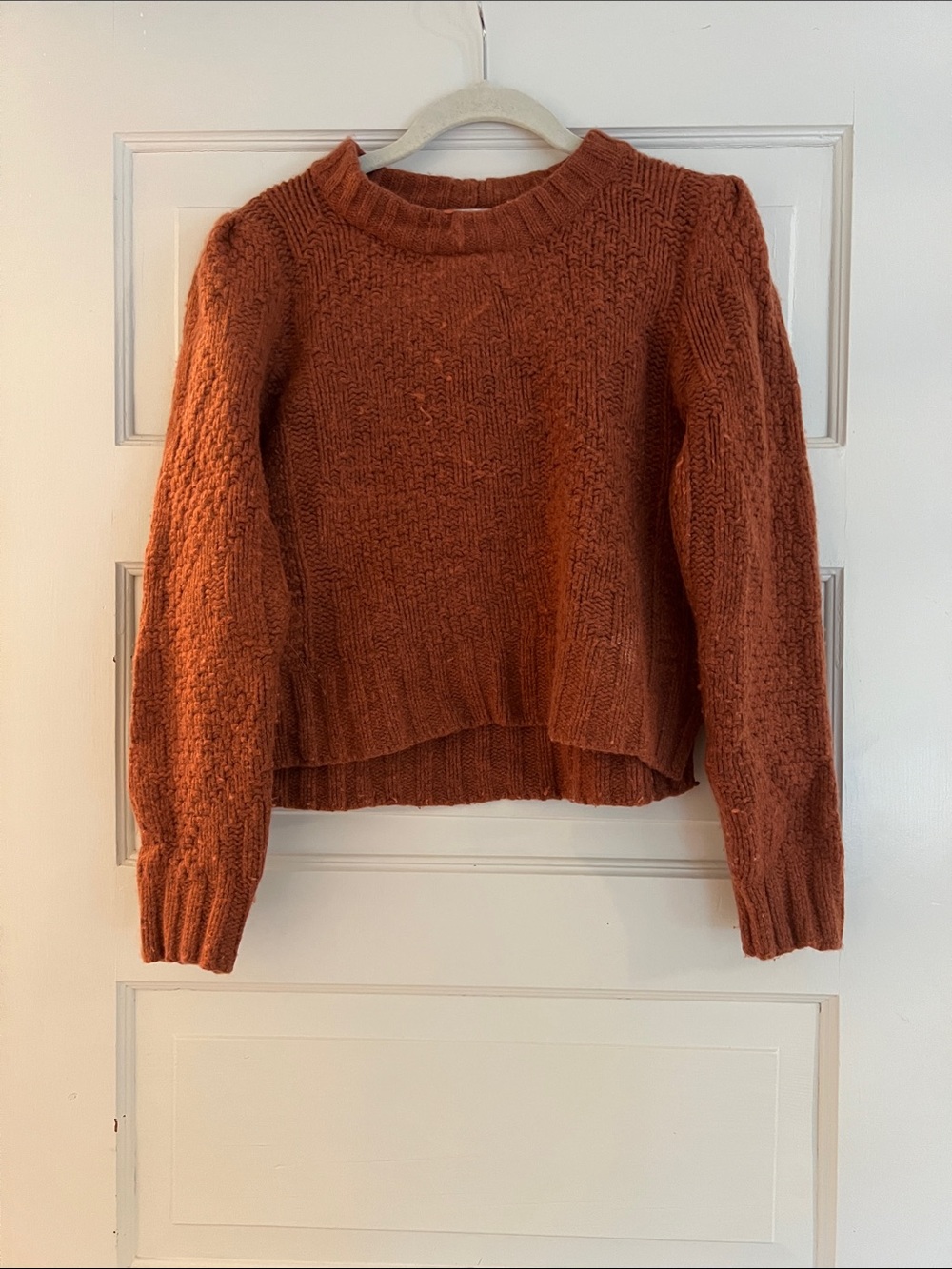 Madewell Rust Cable-Knit Crewneck Sweater